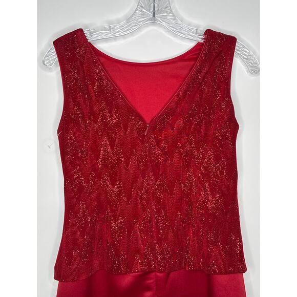 Vintage 80's-90's Patra Petite Red Sparkle Formal Evening Dress Made in USA 8 p - Picture 8 of 15